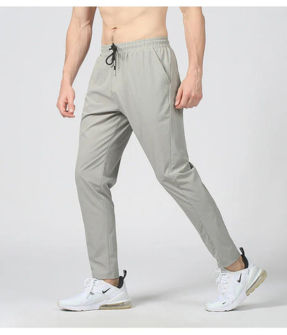 Gym Fitness Trousers Men's Pencil Pants Tight Jogging Running Breathable Quick-Drying Ice Silk Sports Wind Casual Fashion Pants