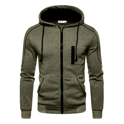 Men's Long Sleeve Zip Up Hoodie Casual Athletic Sweatshirt Hooded Jacket with Pockets Spring Fall Warm Fleece Lined Coat Outwear