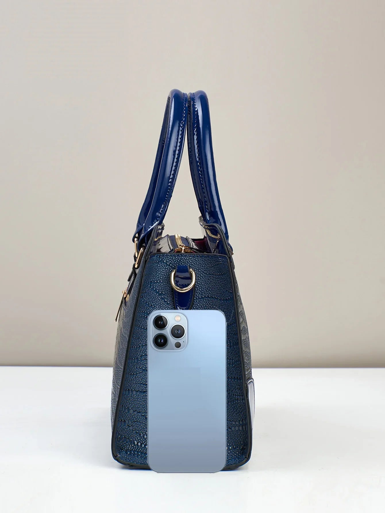 Crocodile Pattern Handbag, Women Large Capacity Crossbody Bag, Fashion Glossy Satchel Purse