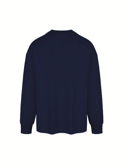 Men's 100% pure cotton loose and comfortable sports and leisure California letter printed round neck long sleeved T-shirt top
