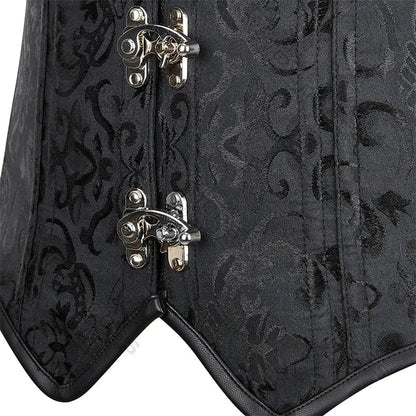 Steampunk Corsets for Women V-neck Gothic Corset Jacquard Corset Vest Cosplay Costume Pirate Corset Brown Black