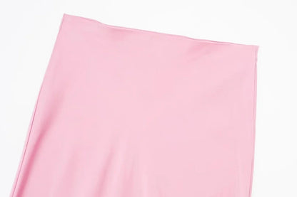 2024 Y2K Casual Women Long Skirt Spring Elastic High Waisted A-Line Casual Female Satin Skirts High Street Lady Skirts