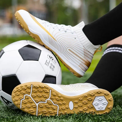 Men Soccer Shoes Ankle Outdoor Long Spikes Football Boots TF Professional Grass Cleats Unisex Football Shoes Chuteira Society