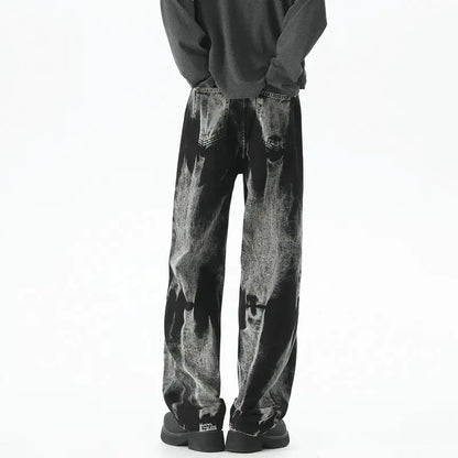 Autumn Men's Baggy Wide Leg Men's Jeans High Street Style Dyed Denim Casual Straight Neutral Wind Baggy Jeans Fashion Versatile