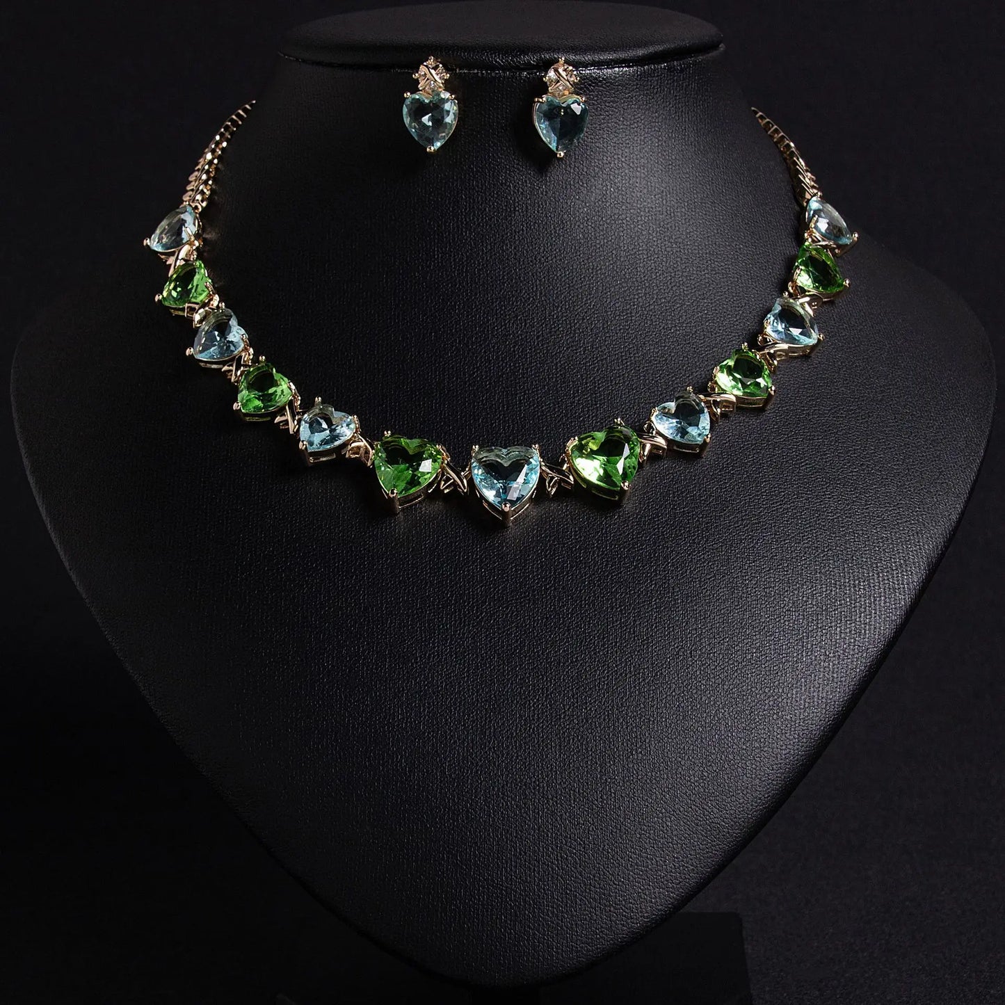 Niche New Style Pink Love Gemstone Pendant Earrings and Necklace for Women, High-End Designed Jewelry