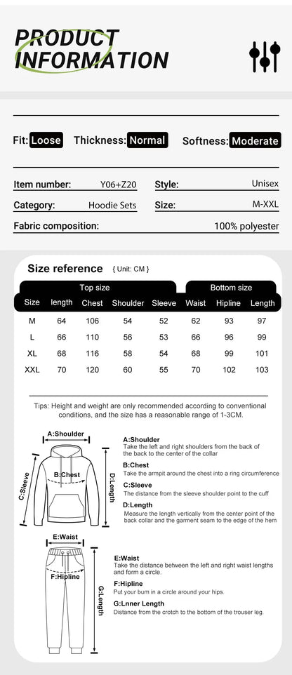 Usa Simple Line Printed Man'S Hoodie Set Fashion Pocket Two Pices Sets Fleece Autumn Clothing Casual Winter Sporty Streetwear