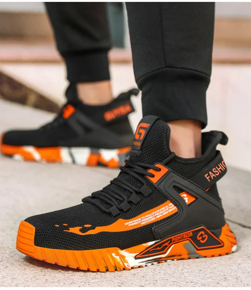 High Top Safety Protective Shoes Steel Toe Safety Shoes Men Anti-Smash Anti-Puncture Work Shoes Men Work Safety Boots fashion