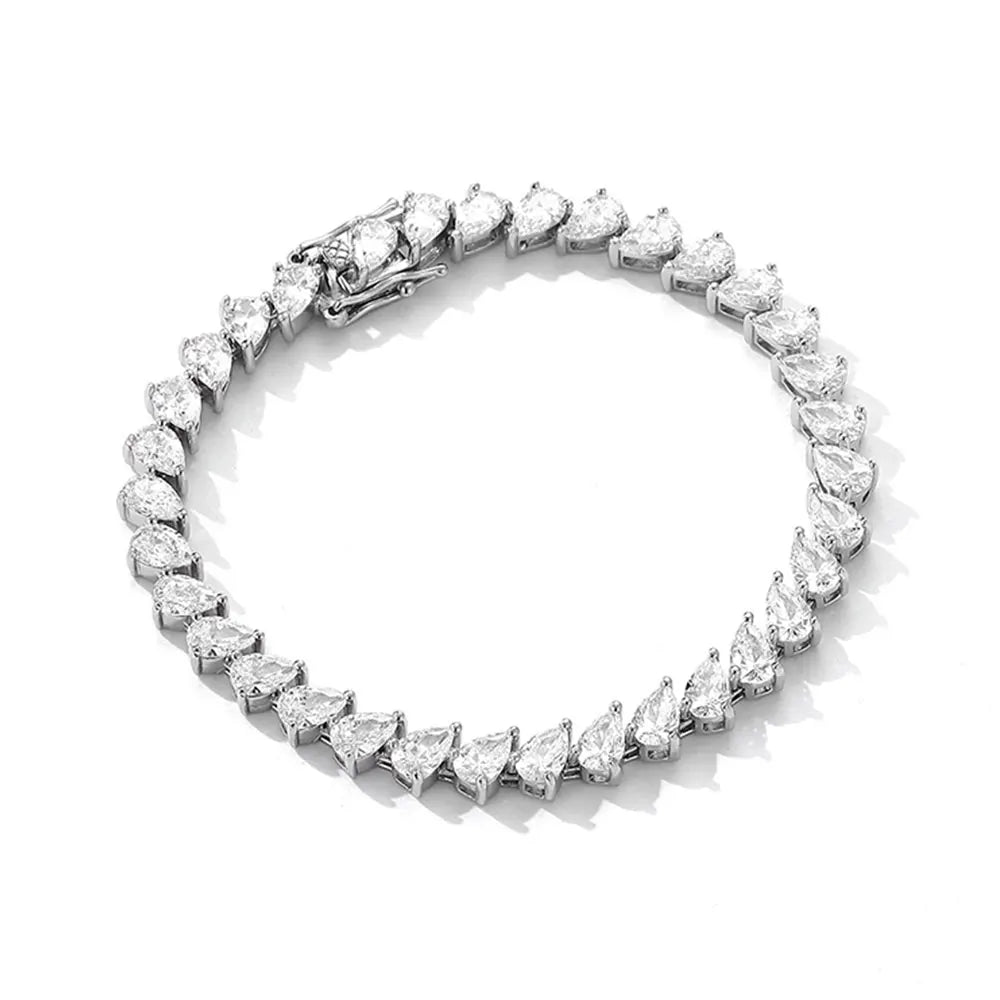 4x6mm Pear Moissanite Tennis Bracelet s925 Sterling Silver Plated 18k White Gold with GRA Fine Bracelet for Women Man