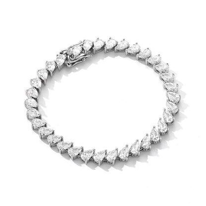 4x6mm Pear Moissanite Tennis Bracelet s925 Sterling Silver Plated 18k White Gold with GRA Fine Bracelet for Women Man