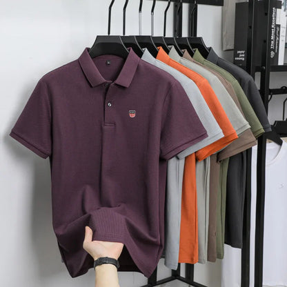 Luxury men's polo shirt brand embroidered short sleeved 100% cotton business casual skin friendly breathable summer new T-shirt