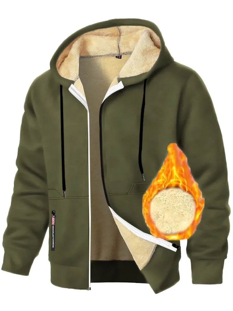 Animal Game Mens Casual Hooded for Men Fleece Sweatshirt Thick Sherpa Lined Hoodies Zipper Jacket Thick Heavyweight Sweatshirts