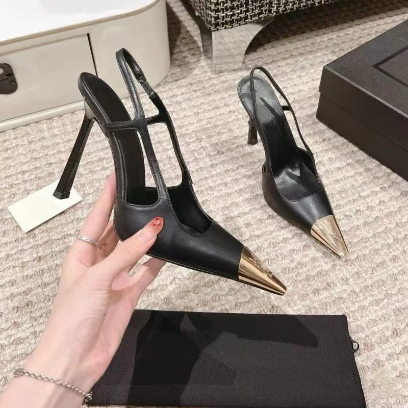 2026 New Summer Style Pointed Toe Stiletto Sandals with Single Strap, Microfiber Lining, Rubber Sole, Sexy High Heels