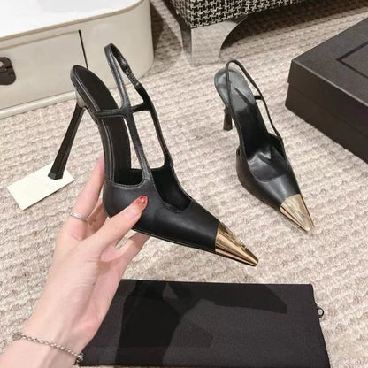 2026 New Summer Style Pointed Toe Stiletto Sandals with Single Strap, Microfiber Lining, Rubber Sole, Sexy High Heels