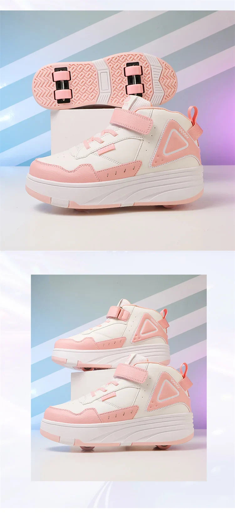 Kids Roller Skate Shoes Fashion Casual Sports Children 4-Wheels Sneakers for Boys and Girls Outdoor Running