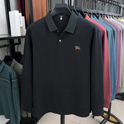 100% cotton long sleeve polo shirt spring and autumn fashion casual luxury brand exquisite embroidery lapel T-shirt new men wear