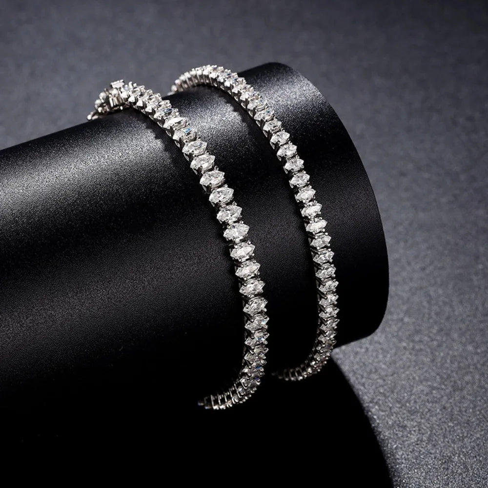 0.1/0.15carat Marquise Cut Moissanite Diamond Tennis Bracelets with Certifcate S925 Silver Bridal Wedding Bracelet for Women