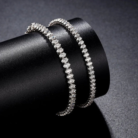 0.1/0.15carat Marquise Cut Moissanite Diamond Tennis Bracelets with Certifcate S925 Silver Bridal Wedding Bracelet for Women