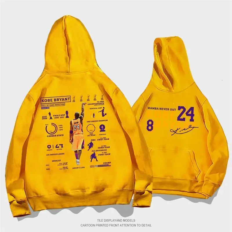 Men's and Women's Hooded Hoodie Fall Winter Jumper Basketball Kobe Glory Life Hall of Fame Sports Commemorative Hoodie