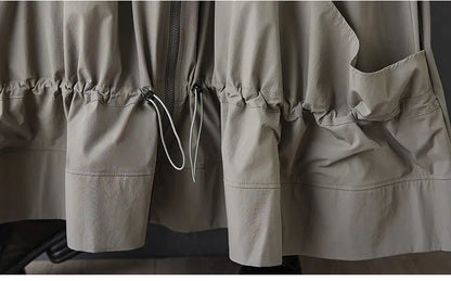 2026 New Solid Color Spring And Summer Feminine Temperament Zipper Fashion Loose Irregular Drawstring Elegantankle-length Skirt