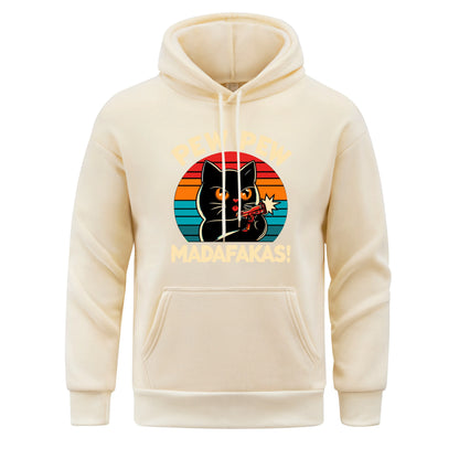 Pew Pew Madafakas Print Hoodie Man Hip Hop Street Casual Hooded Cartoons fur-liner Men Hoodies Harajuku S-XXL Pullover Clothing