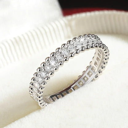 D VVS1 Moissanite Rings for Women Stackable Full Eternity Wedding Band 18K White Gold Plated s925 Sterling Silver Ring