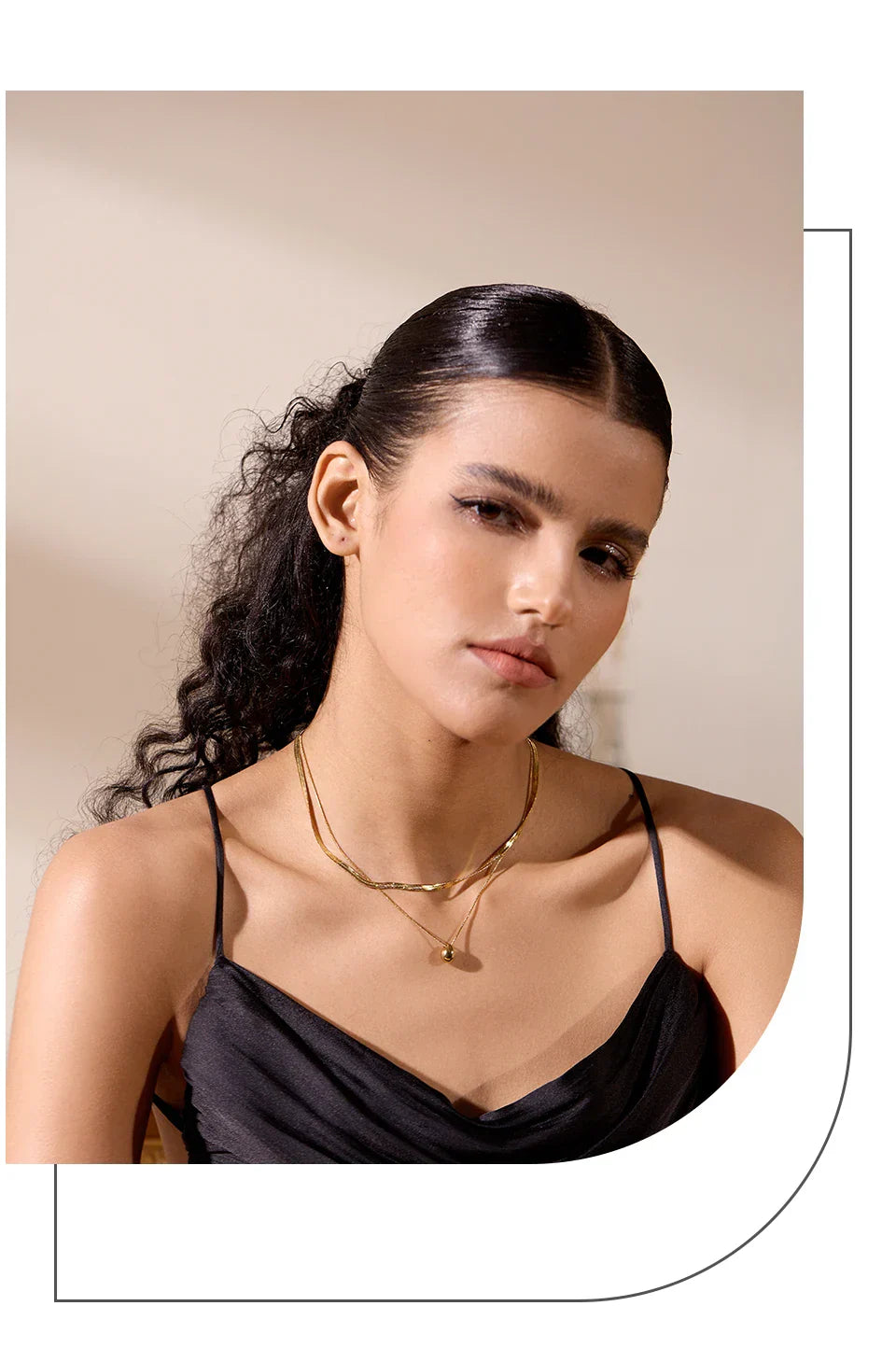 Snake Chain Double Layer Stainless Steel Water Drop Pendant Necklace for Women Statement 18k Gold Color Jewelry Waterproof