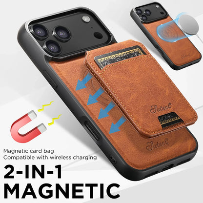 Wireless Charging Phone Case Magnet Card Holder Stand Faux Leather For iPhone 17 Pro Max 16 Plus 15 14 13 12