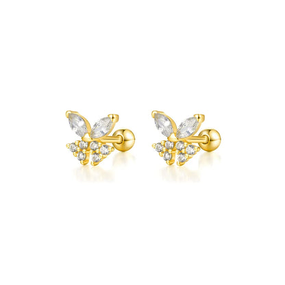 925 Sterling Silver Fashion Love Butterfly Romantic Star Crown Screw Stud Earrings for Women Ear Bone Piercing Jewelry
