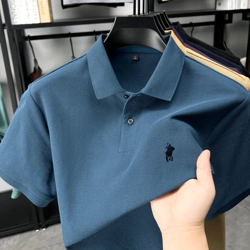 Designer brand 100% cotton short sleeve polo shirt luxury fashion pony embroidery men's business leisure summer new Paul T-shirt