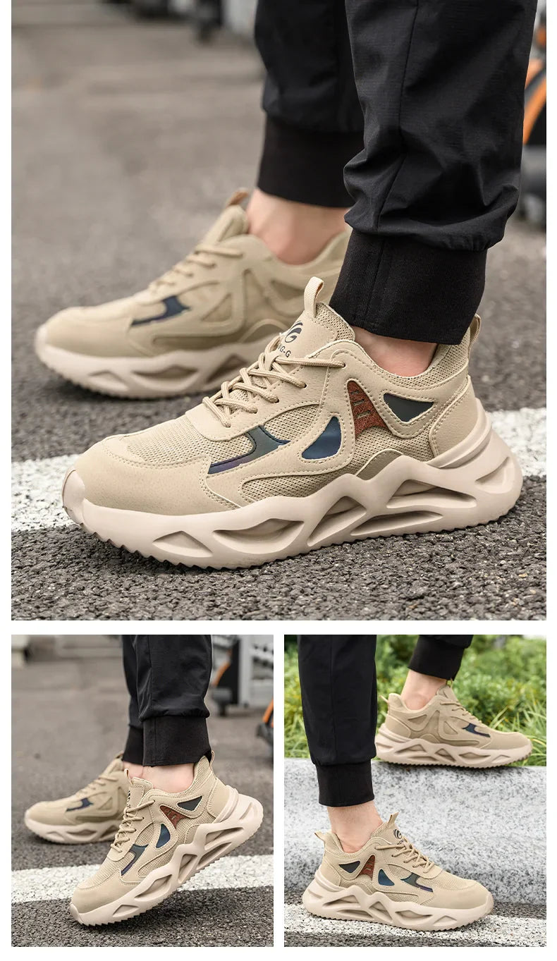 Breathable Men Work Shoes Indestructible Safety Shoes Lightweight Protective Sneakers Safety Steel Toe Shoes Men Puncture-Proof