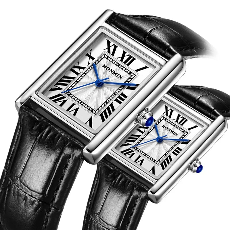 New Elegant Watches for Women and Men Fashion Leather Strap Waterproof Quartz Wristwatches Couple's Watches Gifts Drop Shipping