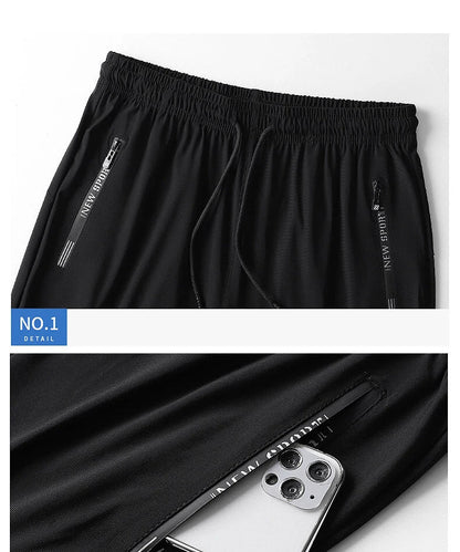 Plus Size 8xl 7xl 6xl Men Sports Pants Quick-Drying Men Trousers Joggers Sportswear Solid Sweatpants Male Elastic Ice Silk Pant