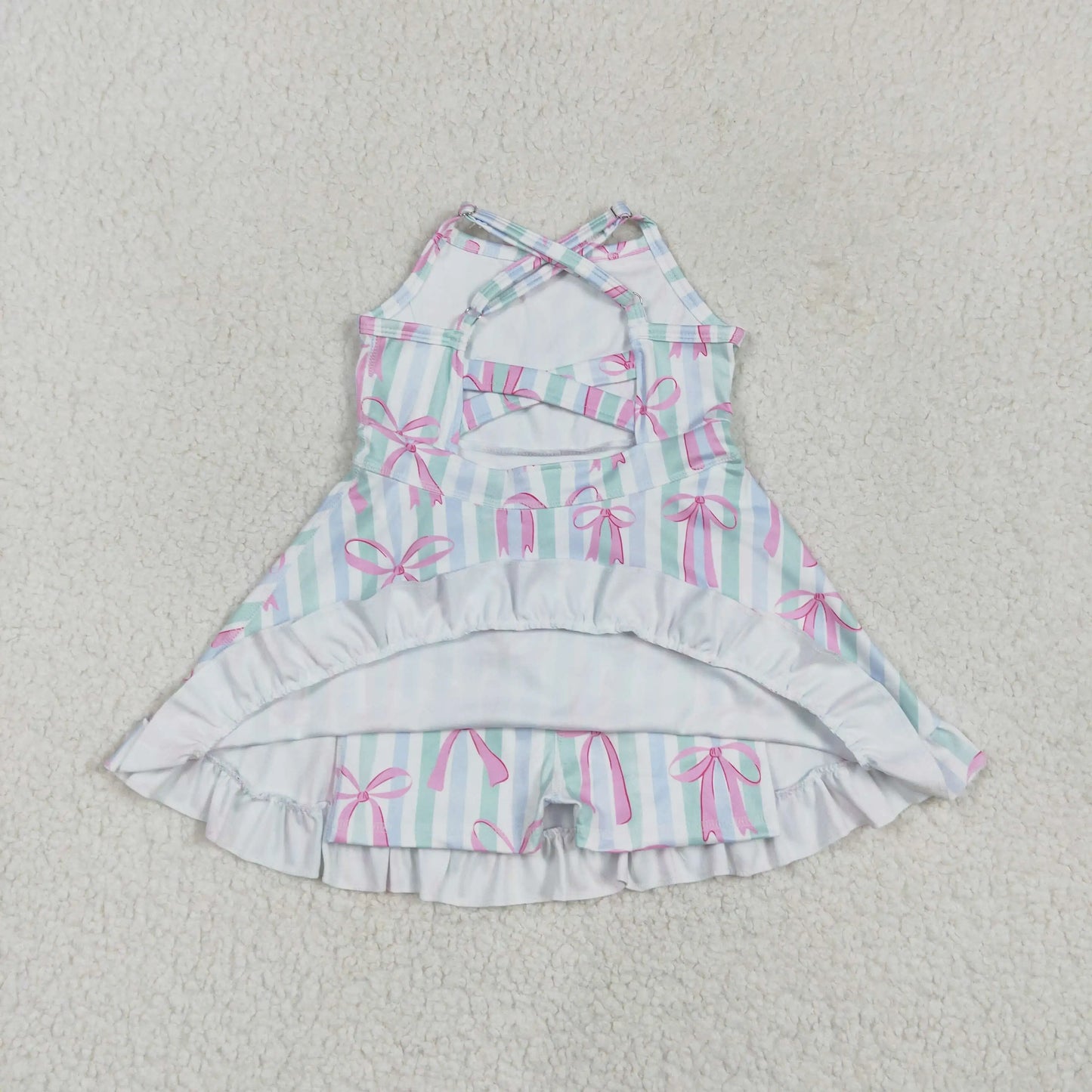 Summer Baby Girl Bows Skorts Toddler Infant Knee Length Dress Kids Children Sleeveless Yoga One Piece Strap Clothes