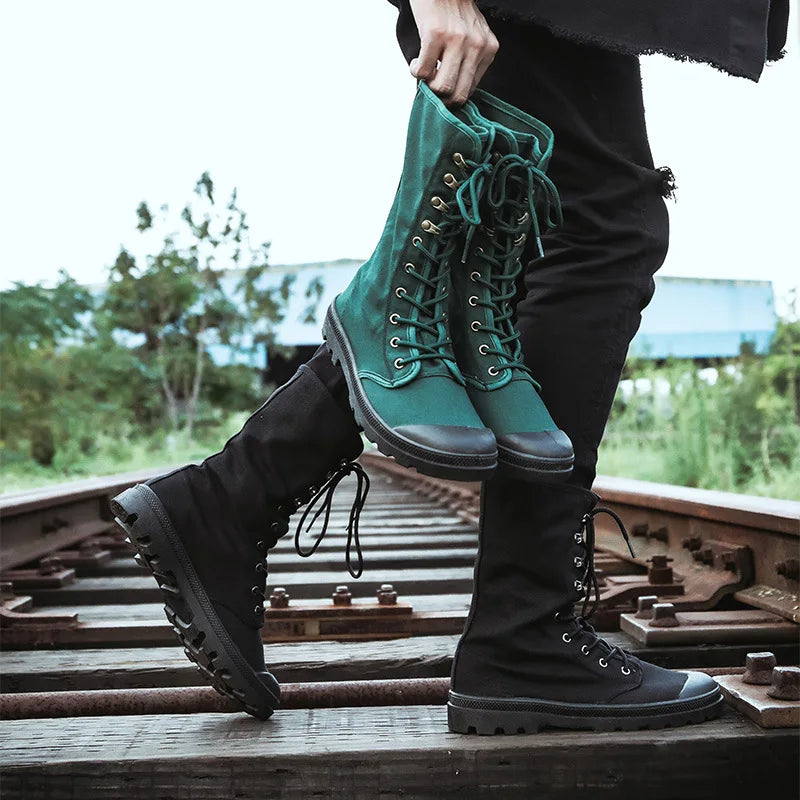 Men Boots Outdoor Fashion Men's Casual Shoes Canvas High Top Shoes Ankle Boots Black High Top Boots