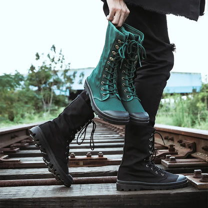 Men Boots Outdoor Fashion Men's Casual Shoes Canvas High Top Shoes Ankle Boots Black High Top Boots