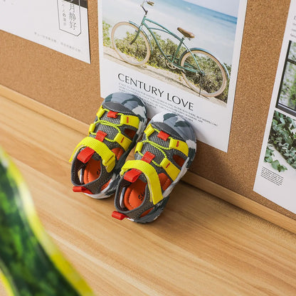 Baby Camouflage Sandals Boys Anti-kick Anti-slip Sport Sandals Girls Breathable Mesh Sandals