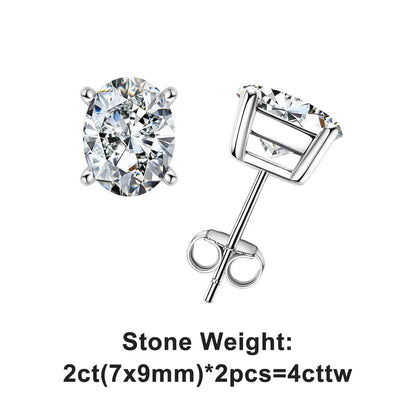 10K Gold Post 4/2/1ct Oval Cut Moissanite Stud Earrings  Anti-allergy Eearrings For Women Jewelry Wholesale