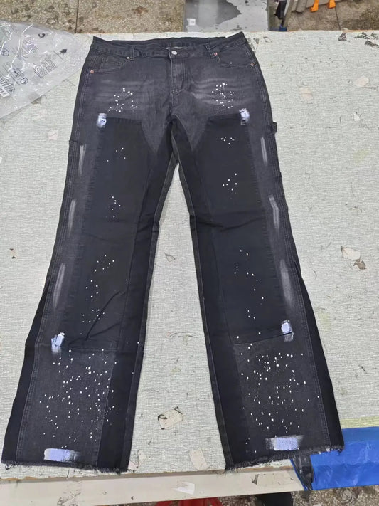 2025 Trendy High Street Brand Men's Jeans Loose Fit Straight Leg Casual Drag Trousers American Style Vintage Vibe Micro Flare