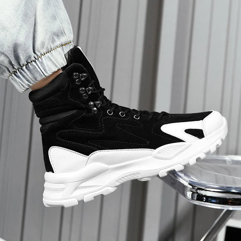 Fashion Men's Boots Comfortable Men Casual Shoes Breathable High Top Sneakers for Men Outdoor Non Slip Mens Ankle Boots Platform