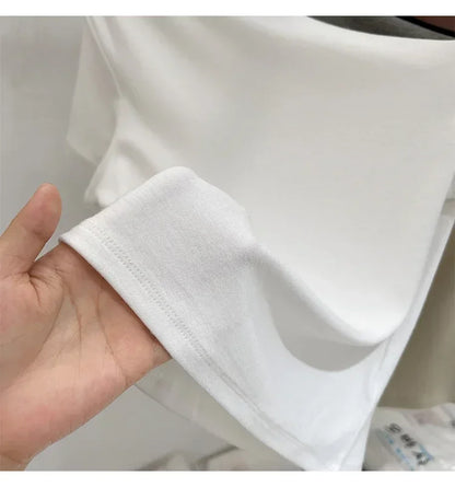 Womens Long Sleeve Off Shoulder T Shirts 2026 Tight Knit Sexy Slim Fitted Casual Women's Basic Tops Cropped T-Shirt