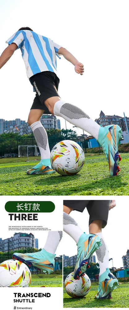 New Men Football Boots Training Shoes FG Ultralight Soccer Shoes Outdoor Drop Shipping Soccer Cleats Non-Slip Long Spikes
