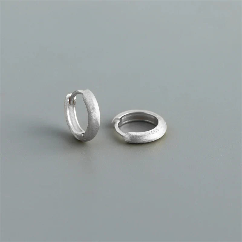 Real 925 Sterling Silver Minimalist Bohemian Round Ear Buckle for Women Punk Unisex Rock Hoop Earring Jewelry Accessories