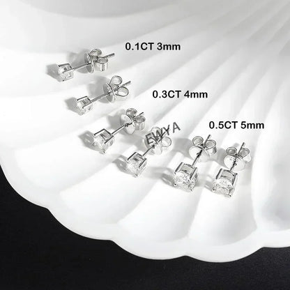 Real 0.2-3CT D Color Moissanite Stud Earrings For Women Party 4 Prong S925 Silver 0.1CT 3mm Pass Diamond Test Earring Gift