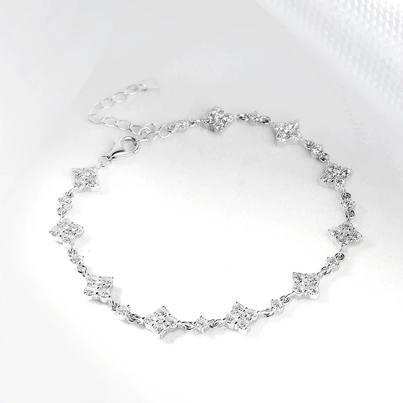 Full Diamond Moissanite Bracelets for Women Sparkling Girls Luxury Chains 100% 925 Sterling Silver Jewelry Plated 14K