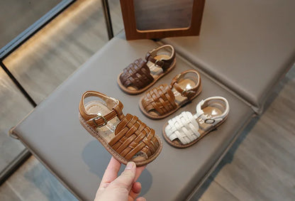 Kids Sandals 2026 Summer Sandals for Boy Fashion Children Cut-Outs Beach Shoes Braided Style Causal Walking Flat Sandals