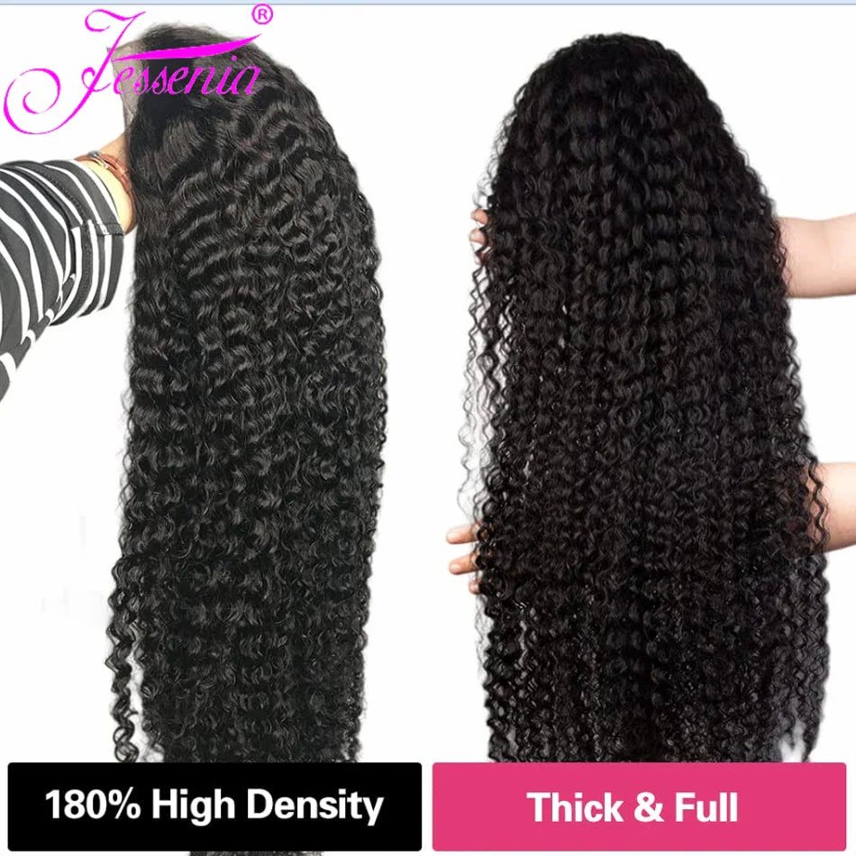 Human Hair 13x6 HD Kinky Curly Lace Frontal Wigs Deep Curls Brazilian 13X4 Closure Wear And Go Wigs Isee Glueless Ready To Wear