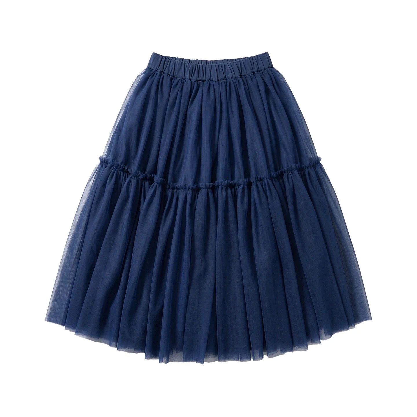 2026 Spring High Waist A-line Puff Half length Skirt Versatile Mid length Retro Blues Mesh Skirt 265398