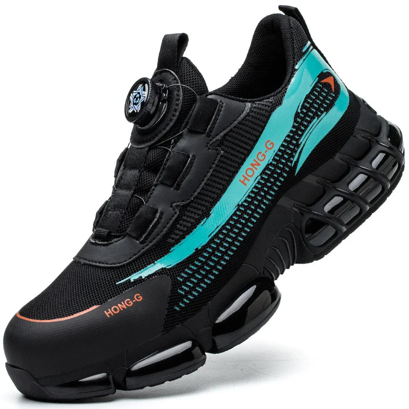 Steel Toe Indestructible Shoes Protective Boots Rotating Button Work Safety Shoes Men Air Cushion Security Boots Work Sneakers