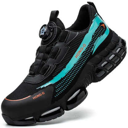 Steel Toe Indestructible Shoes Protective Boots Rotating Button Work Safety Shoes Men Air Cushion Security Boots Work Sneakers