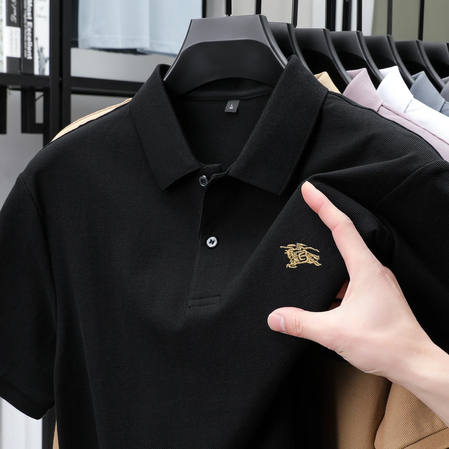 100% high-quality pure cotton men's summer polo T-shirt popular business commuting breathable cozy exquisite luxurious embroider